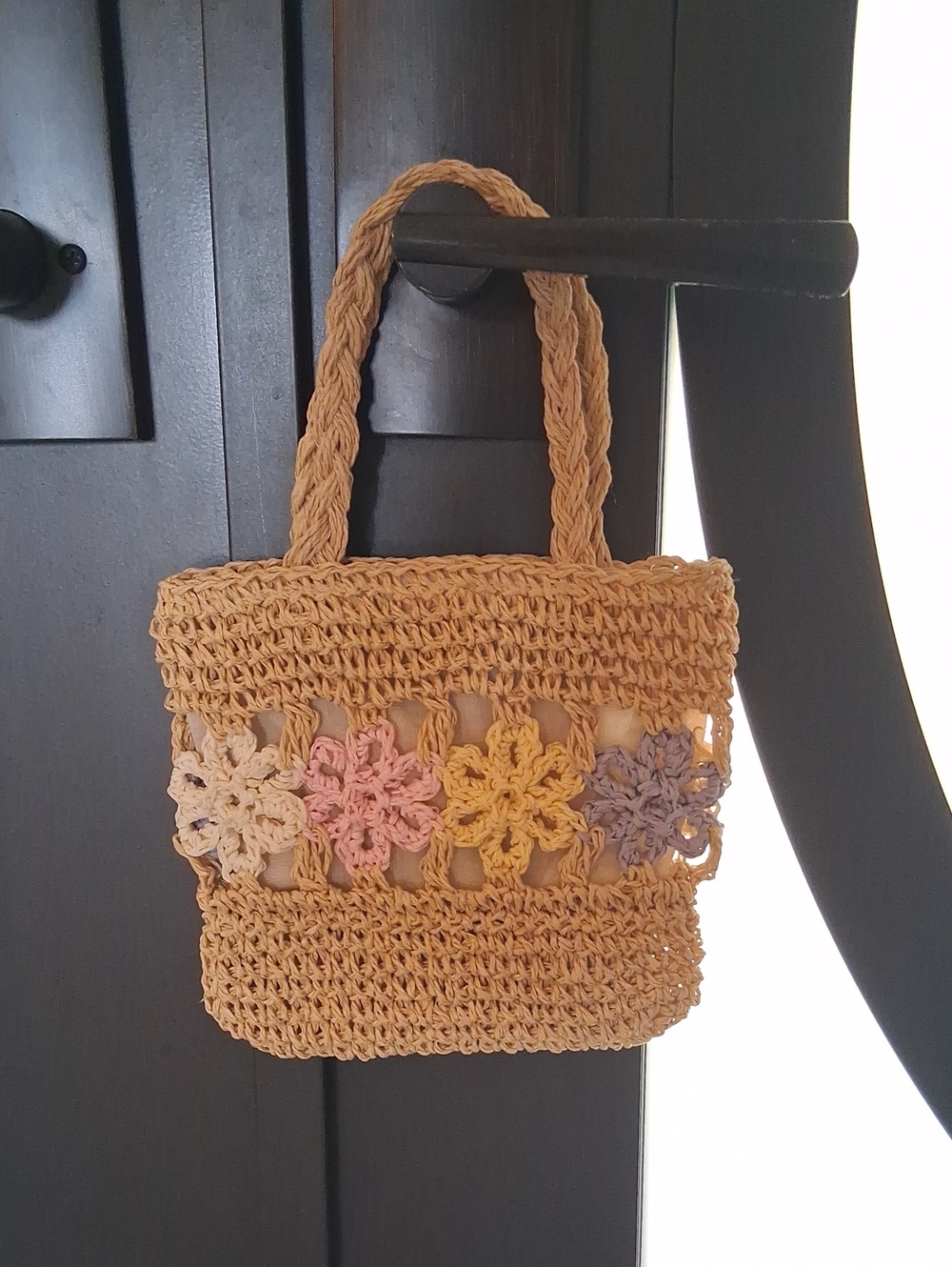 Floral Straw Bag Tote Brown & Multicolor. NW OT. Extra Small For Baby Girl. - Picture 15 of 16